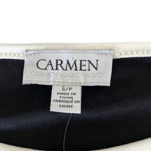 Carmen Marc Valvo NWT Black & White Cold Shoulder Knit Top Blouse Size Small - Picture 8 of 12